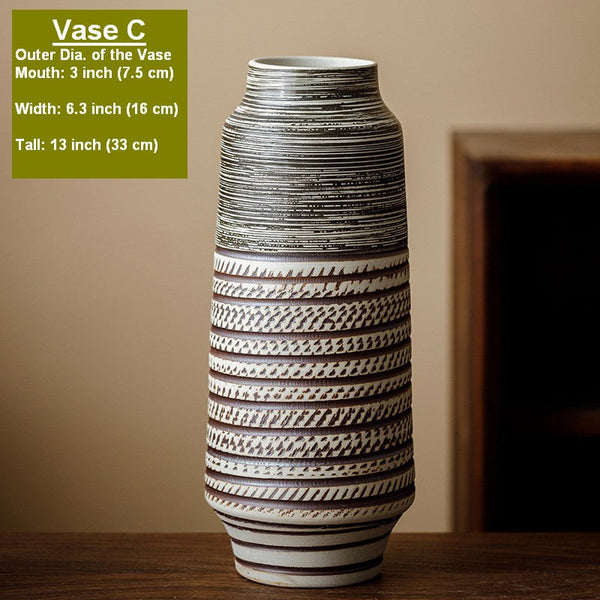 Modern Bouquet Flower Vases, Centerpiece on Dining Table, Handmade Pottery Flower Vases Urn, Water Holding Flower Vases, Large Flower Vase on Table-artworkcanvas