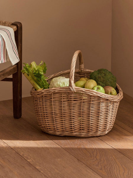 Wicker Storage Basket, Large Picnic Food Basket with Handle, Lovely Willow Weaving Baskets for Vegetable, Natural Fruit Basket, Natural Hand-woven Kitchen Storage Baskets-artworkcanvas