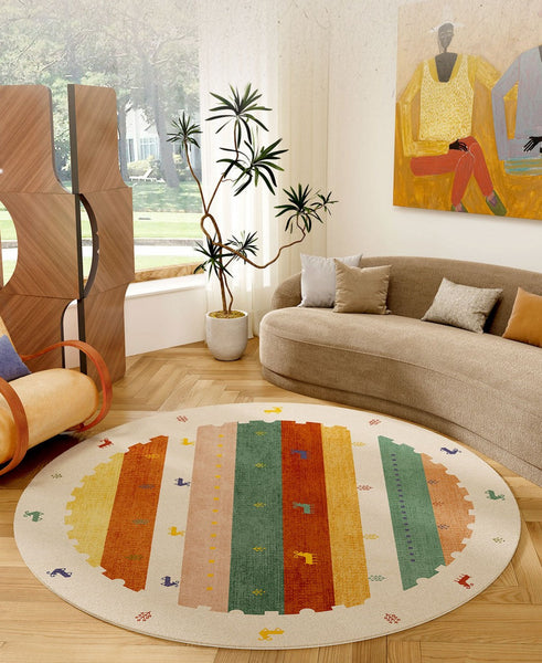 Modern Rugs for Children's Room, Geometric Modern Rug Ideas for Living Room, Circular Modern Rugs for Bathroom, Abstract Contemporary Round Rugs for Dining Room-artworkcanvas