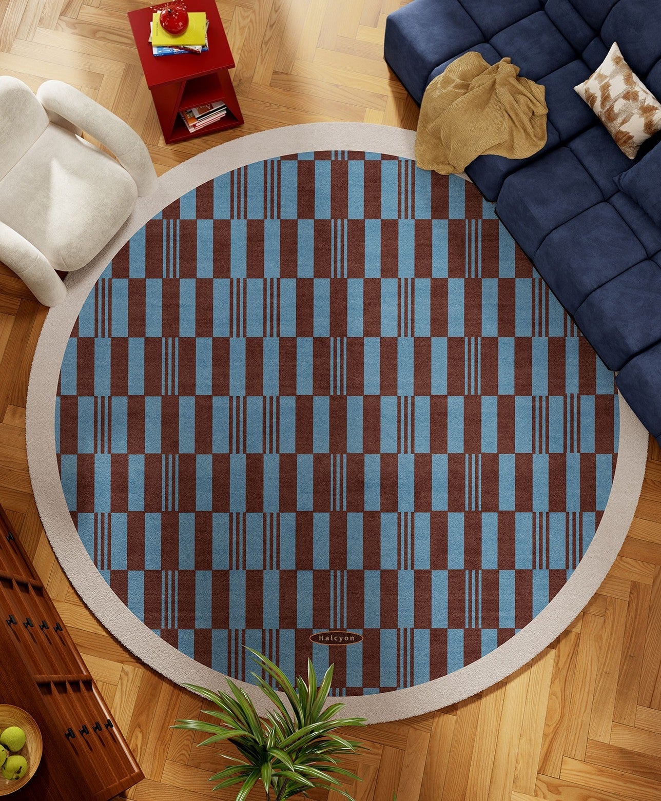 Modern Rugs for Dining Room, Geometric Modern Rugs for Living Room, Mid Century Circular Rugs for Bedroom, Abstract Contemporary Round Rugs under Chairs-artworkcanvas
