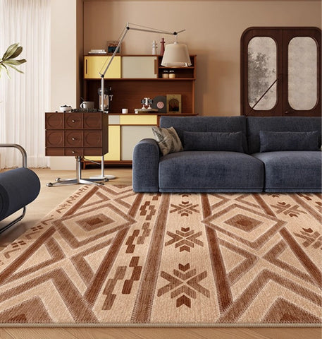 Mid Century Modern Rugs Next to Bed, Contemporary Rugs for Bedroom, Abstract Modern Carpets for Living Room, Modern Rugs for Dining Room-artworkcanvas