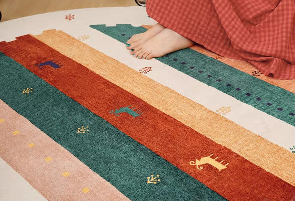 Modern Rugs for Children's Room, Geometric Modern Rug Ideas for Living Room, Circular Modern Rugs for Bathroom, Abstract Contemporary Round Rugs for Dining Room-artworkcanvas