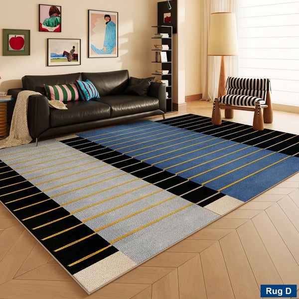 Bedroom Modern Floor Carpet, Blue Modern Rug Designs, Mid Century Modern Rugs, Contemporary Modern Rugs for Dining Room, Living Room Rug Ideas-artworkcanvas