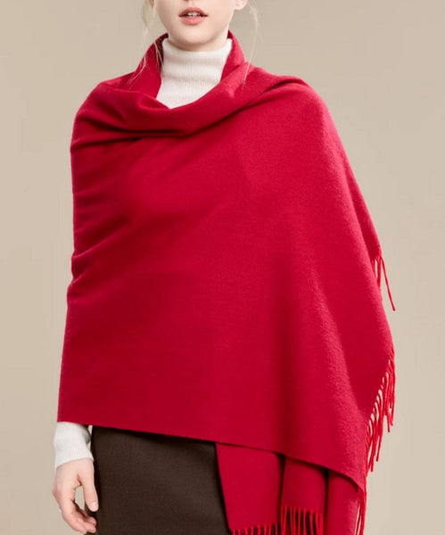 Long Wool Scarf, Soft Wool Scarf for Women, Evening Wrap, Red Winter Shawl, Elegant Shawl, Warm Cape, Fashion Scarf, Christmas Gift, Gifts for Women-artworkcanvas