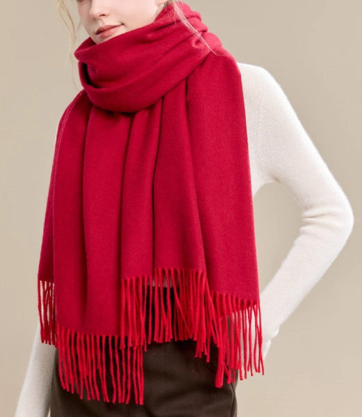 Long Wool Scarf, Soft Wool Scarf for Women, Evening Wrap, Red Winter Shawl, Elegant Shawl, Warm Cape, Fashion Scarf, Christmas Gift, Gifts for Women-artworkcanvas
