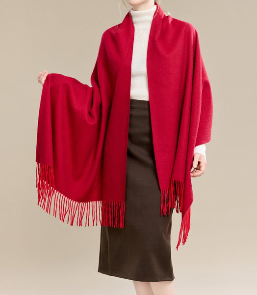 Long Wool Scarf, Soft Wool Scarf for Women, Evening Wrap, Red Winter Shawl, Elegant Shawl, Warm Cape, Fashion Scarf, Christmas Gift, Gifts for Women-artworkcanvas