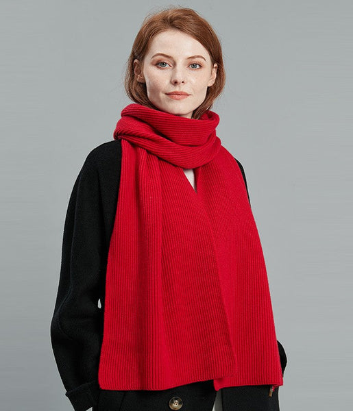 Casual Scarf for Women, Fashion Designer Scarf, Cold Weather Scarf, Red Winter Scarf, Modern Wool Scarf for Women, Soft Cashmere Scarf for Women-artworkcanvas