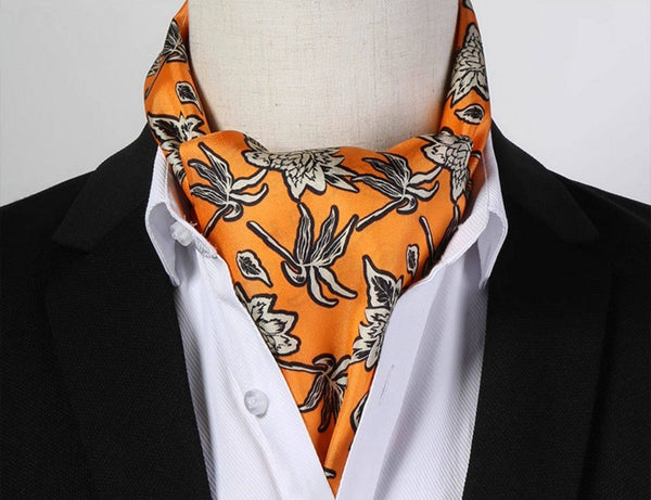 Casual Silk Scarf Men, Lightweight Short Silk Scarf, Mens Dress Silk Scarf, Short Silk Ascot Men, Silk Scarf For Blazer, Mens Summer Silk Scarf-artworkcanvas