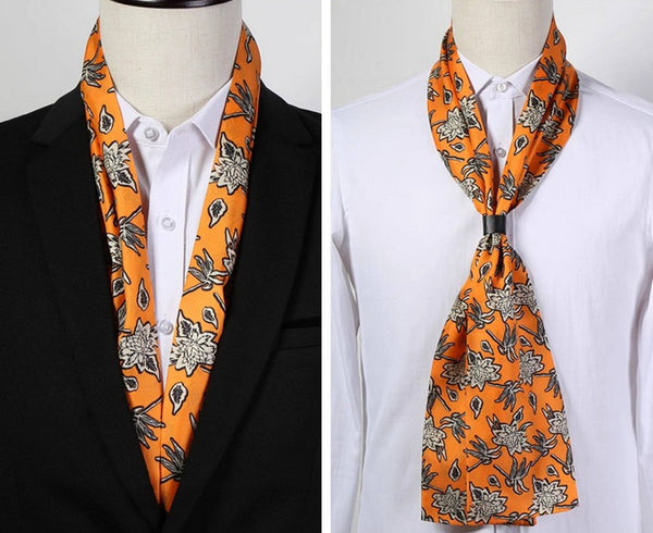 Casual Silk Scarf Men, Lightweight Short Silk Scarf, Mens Dress Silk Scarf, Short Silk Ascot Men, Silk Scarf For Blazer, Mens Summer Silk Scarf-artworkcanvas