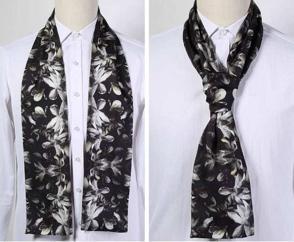 Lightweight Short Silk Scarf, Casual Silk Scarf Men, Mens Dress Silk Scarf, Short Silk Ascot Men, Silk Scarf For Blazer, Mens Summer Silk Scarf-artworkcanvas
