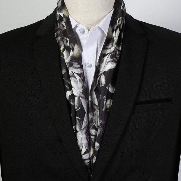 Lightweight Short Silk Scarf, Casual Silk Scarf Men, Mens Dress Silk Scarf, Short Silk Ascot Men, Silk Scarf For Blazer, Mens Summer Silk Scarf-artworkcanvas
