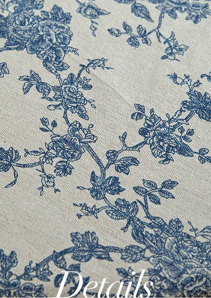 Extra Large Vintage Rectangle Tablecloth for Dining Room Table, Rustic Farmhouse Table Cover for Kitchen, French Flower Pattern Tablecloth for Round Table-artworkcanvas
