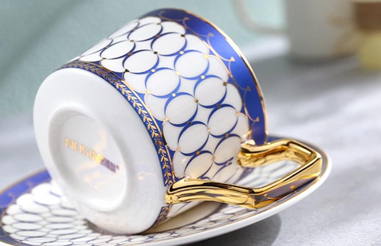 British Tea Cups, Elegant Porcelain Coffee Cups, Latte Coffee Cups with Gold Trim and Gift Box, Tea Cups and Saucers-artworkcanvas