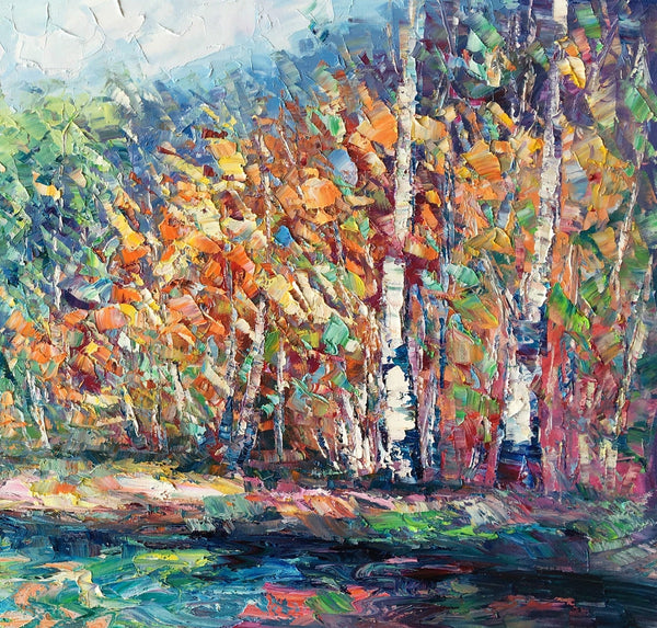 Landscape Painting, Autumn Tree Wall Art, Large Canvas Art, Custom Large Original Artwork, Canvas Painting