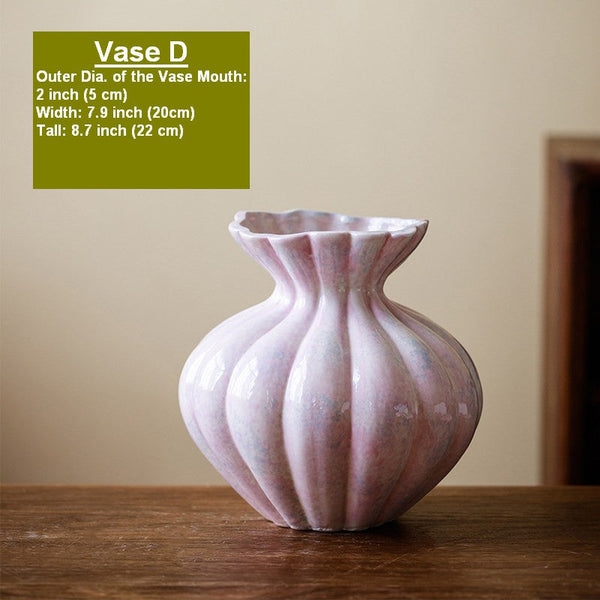 Modern Flower Vase Centerpiece on Table, Handmade Water Holding Flower Vases, Porcelain Flower Vases, Ceramic Bouquet Vases-artworkcanvas