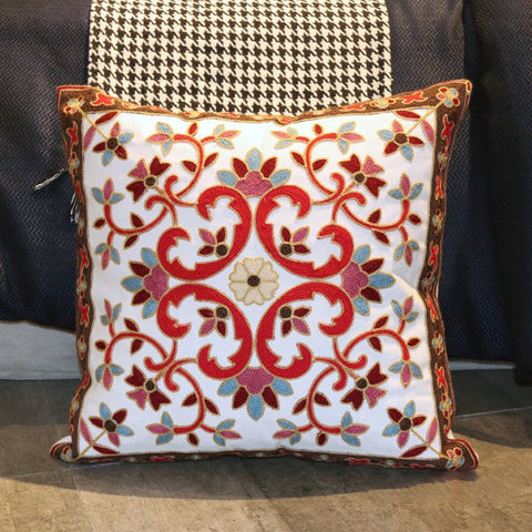 Farmhouse Decorative Throw Pillows for Couch, Embroider Flower Cotton Pillow Covers, Cotton Flower Decorative Pillows, Decorative Sofa Pillows-artworkcanvas