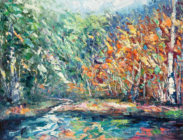 Landscape Painting, Autumn Tree Wall Art, Large Canvas Art, Custom Large Original Artwork, Canvas Painting