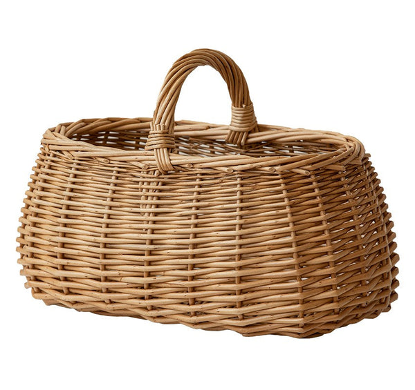 Hand-woven Wicker Storage Basket, Small Picnic Storage Basket with Handle, Willow Weaving Baskets for Vegetable, Natural Fruit Basket, Kitchen Storage Baskets