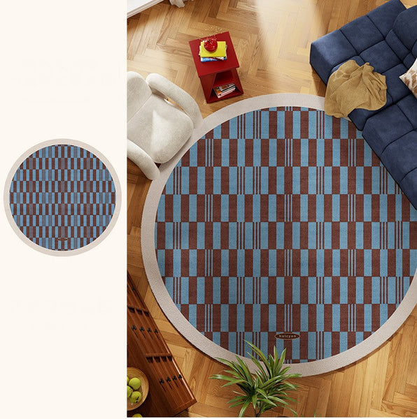 Modern Rugs for Dining Room, Geometric Modern Rugs for Living Room, Mid Century Circular Rugs for Bedroom, Abstract Contemporary Round Rugs under Chairs-artworkcanvas