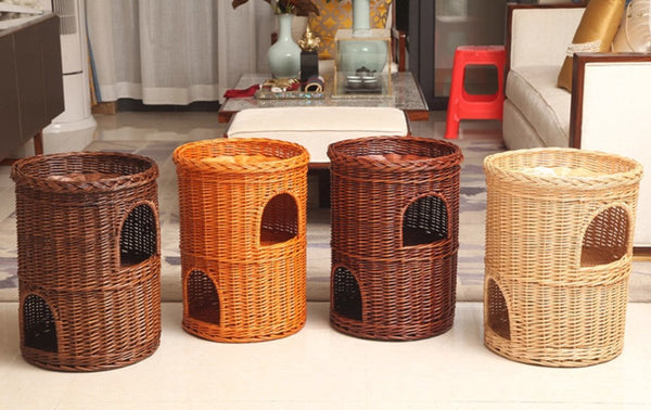 Triple-Layer Cat Bed, Large Cat House Basket with Washable Cushion for Indoor Cats and Dogs-artworkcanvas