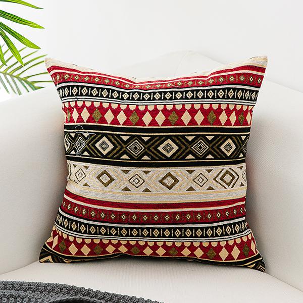 Bohemian Decorative Sofa Pillows, Extra Large Geometric Pattern Chenille Throw Pillows, Oriental Throw Pillow for Couch-artworkcanvas