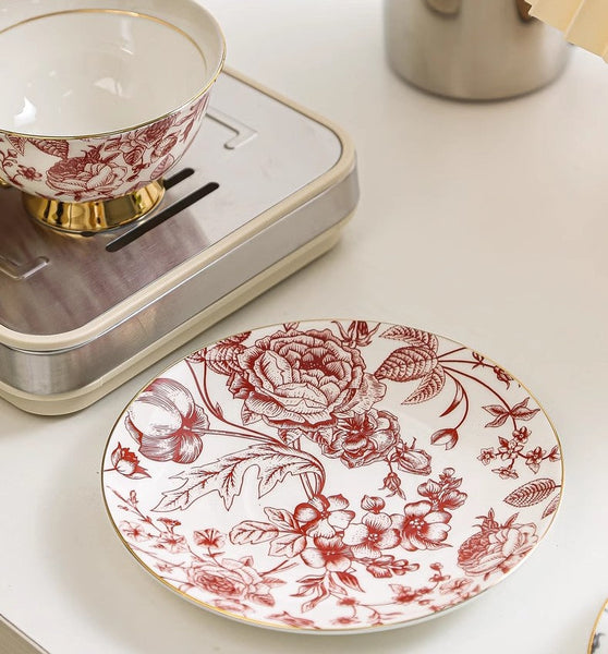 Creative Porcelain Tea Cup Saucer Set, Beautiful British Tea Cups, Elegant Flower Ceramic Cups, Unique Royal Coffee Cup and Saucer-artworkcanvas