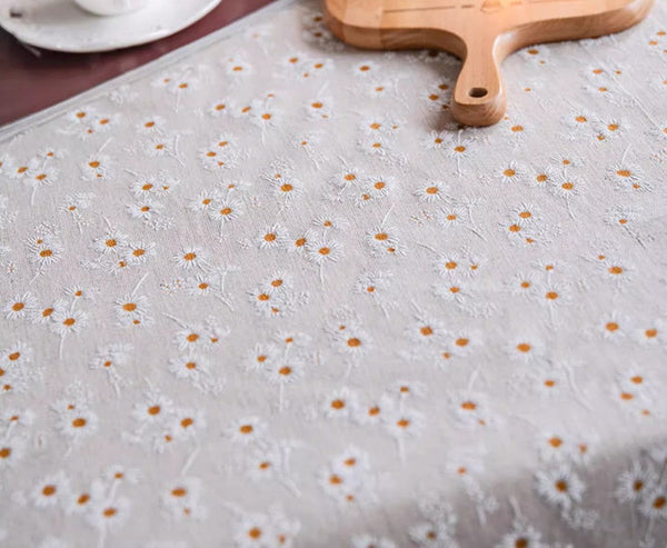Rustic Flower Pattern Table Covers for Kitchen, Large Rectangle Tablecloth for Dining Room Table, Linen Rectangular Tablecloth for Oval Table, Country Farmhouse Tablecloth-artworkcanvas