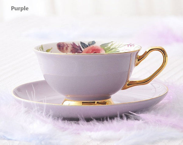 Royal Porcelain Tea Cup Saucer Set, Elegant Flower Pattern Ceramic Coffee Cups, Beautiful British Tea Cups, Unique Traditional Afternoon Tea Cup and Saucer in Gift Box-artworkcanvas