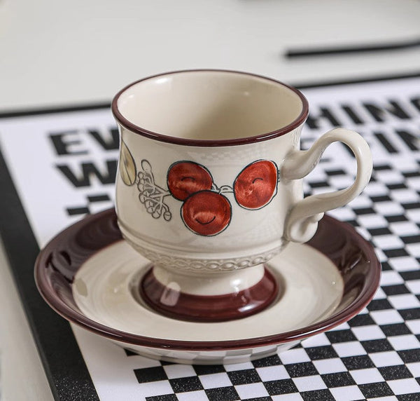 Elegant Ceramic Cups, Creative Coffee Cup and Saucer, 8 oz Porcelain Tea Cup Saucer Set, Beautiful British Tea Cups for Traditional Afternoon Tea-artworkcanvas