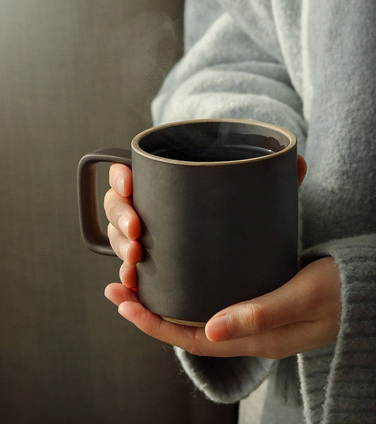 Large Capacity Coffee Mugs, Unique Tea Cup, Large Modern Handmade Pottery Coffee Cup, Creative White Black Ceramic Coffee Mugs-artworkcanvas
