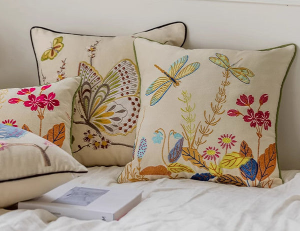 Decorative Throw Pillows for Living Room, Decorative Sofa Pillows, Butterfly Dragonfly Cotton and linen Pillow Cover, Modern Decorative Pillows for Couch-artworkcanvas