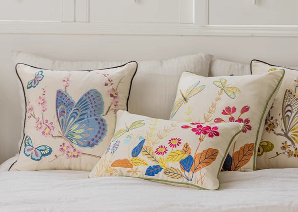 Decorative Throw Pillows for Living Room, Decorative Sofa Pillows, Butterfly Dragonfly Cotton and linen Pillow Cover, Modern Decorative Pillows for Couch-artworkcanvas