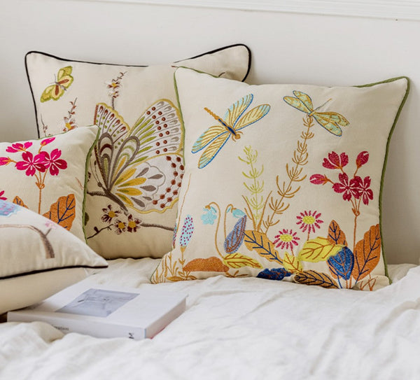 Decorative Throw Pillows for Living Room, Decorative Sofa Pillows, Butterfly Dragonfly Cotton and linen Pillow Cover, Modern Decorative Pillows for Couch-artworkcanvas