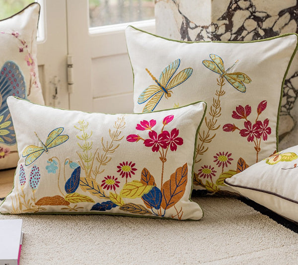 Decorative Throw Pillows for Living Room, Decorative Sofa Pillows, Butterfly Dragonfly Cotton and linen Pillow Cover, Modern Decorative Pillows for Couch-artworkcanvas