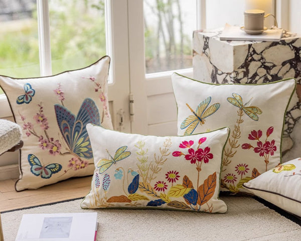 Decorative Throw Pillows for Living Room, Decorative Sofa Pillows, Butterfly Dragonfly Cotton and linen Pillow Cover, Modern Decorative Pillows for Couch-artworkcanvas