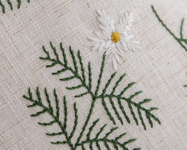 Embroider Flower Cotton Pillow Covers, Decorative Pillows for Sofa, Farmhouse Decorative Pillows for Couch, Spring Flower Decorative Pillows for Bedroom-artworkcanvas