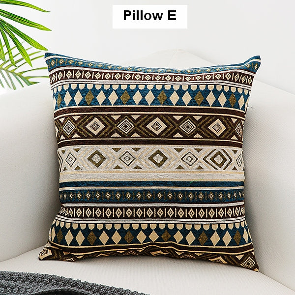Bohemian Decorative Sofa Pillows, Extra Large Geometric Pattern Chenille Throw Pillows, Oriental Throw Pillow for Couch-artworkcanvas