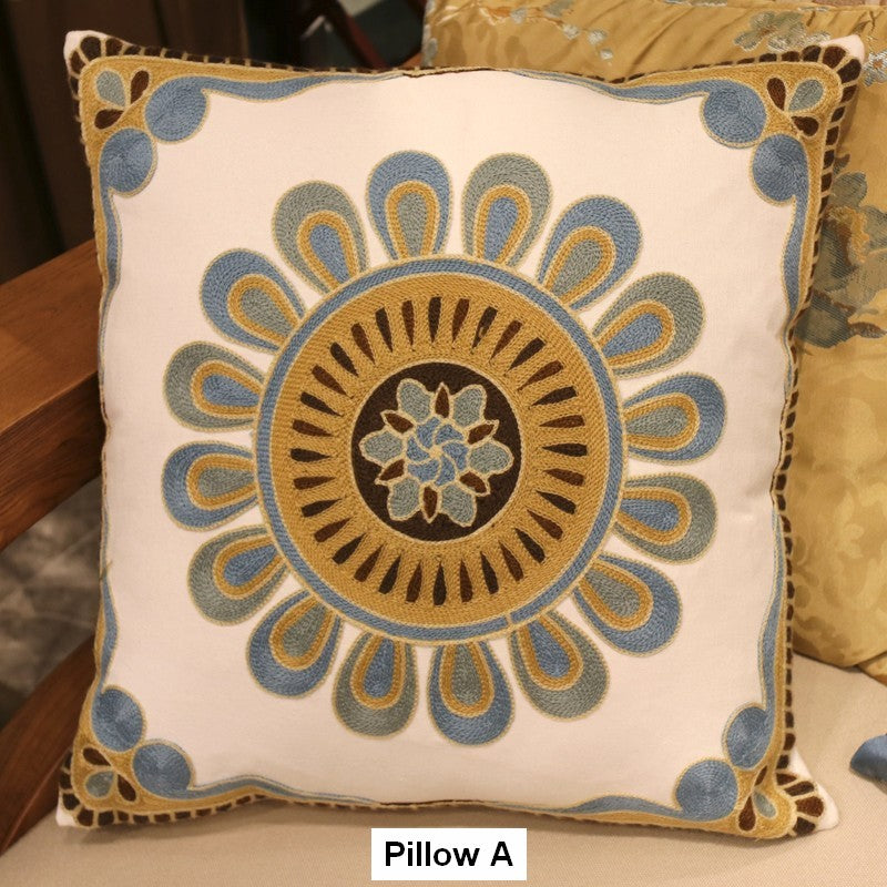 Decorative Throw Pillows for Couch, Embroider Flower Cotton Pillow Covers, Cotton Flower Decorative Pillows, Farmhouse Decorative Sofa Pillows-artworkcanvas