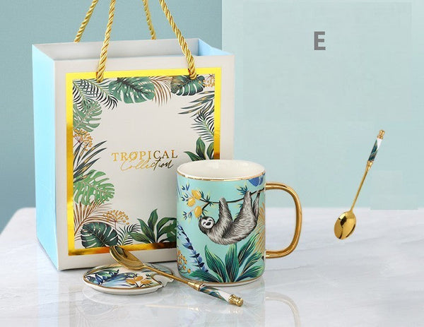 Creative Porcelain Cups, Large Ceramic Mugs for Office, Large Capacity Jungle Animal Porcelain Mugs, Unique Ceramic Mugs in Gift Box-artworkcanvas