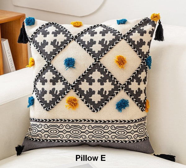 Geometric Modern Pillows, Decorative Throw Pillows for Living Room, Bohemian Decorative Sofa Pillows, Oriental Square Pillows for Couch-artworkcanvas