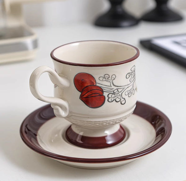 Elegant Ceramic Cups, Creative Coffee Cup and Saucer, 8 oz Porcelain Tea Cup Saucer Set, Beautiful British Tea Cups for Traditional Afternoon Tea-artworkcanvas