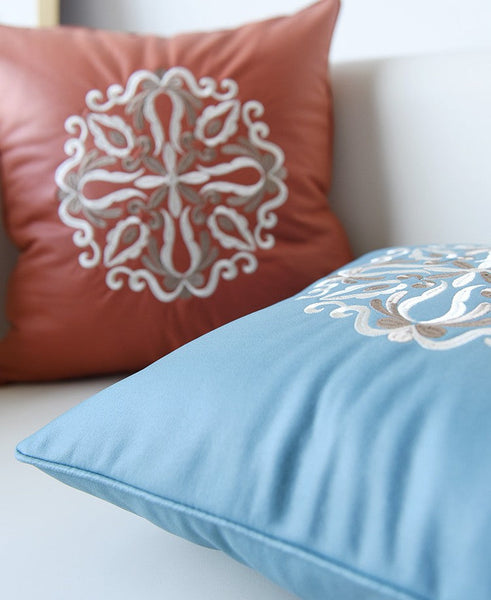 Large Decorative Pillows for Living Room, Modern Sofa Pillows, Flower Pattern Decorative Throw Pillows, Contemporary Throw Pillows-artworkcanvas