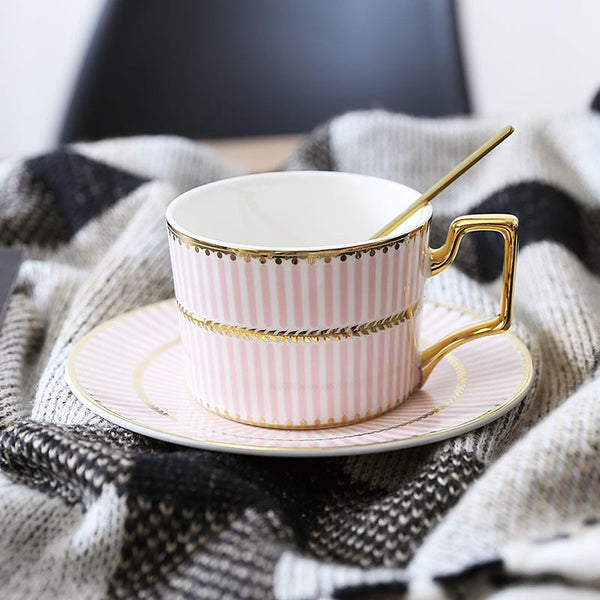 Cappuccinos Coffee Cups with Gold Trim and Gift Box, British Tea Cups, Elegant Porcelain Coffee Cups, Tea Cup and Saucer-artworkcanvas