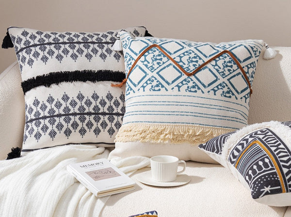 Decorative Square Pillow Covers, Bohemian Decorative Sofa Pillows for Bedroom, Geometric Pattern Decorative Pillow for Couch-artworkcanvas