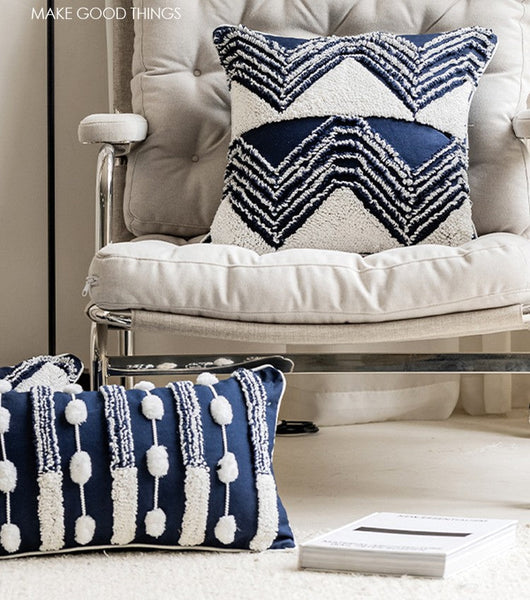 Modern Decorative Pillows for Bedroom, Decorative Pillow Covers, Blue Square Modern Decorative Pillows for Couch, Contemporary Modern Sofa Pillows-artworkcanvas