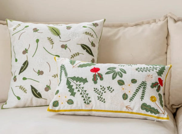Decorative Pillows for Couch, Spring Flower Decorative Throw Pillows, Farmhouse Sofa Decorative Pillows, Embroider Flower Cotton Pillow Covers-artworkcanvas