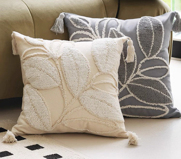 Leaf Decorative Pillows for Bedroom, Contemporary Modern Sofa Pillow Covers, Square Modern Throw Pillows for Couch, Modern Decorative Pillows for Interior Design-artworkcanvas