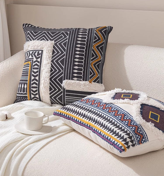 Decorative Square Pillow Covers, Bohemian Decorative Sofa Pillows for Bedroom, Geometric Pattern Decorative Pillow for Couch-artworkcanvas