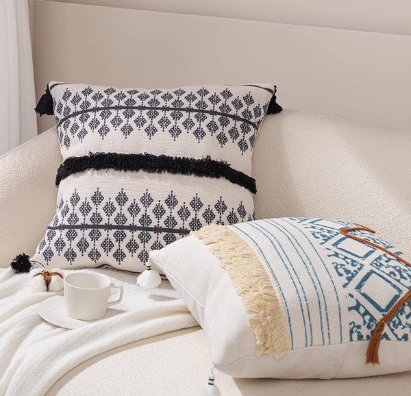 Decorative Square Pillow Covers, Bohemian Decorative Sofa Pillows for Bedroom, Geometric Pattern Decorative Pillow for Couch-artworkcanvas