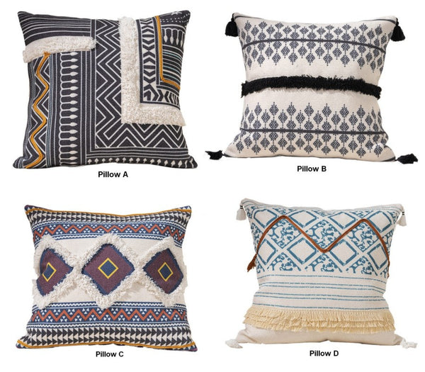 Decorative Square Pillow Covers, Bohemian Decorative Sofa Pillows for Bedroom, Geometric Pattern Decorative Pillow for Couch-artworkcanvas